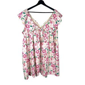 Arula White Multicolor Floral Babydoll Short Dress 1X